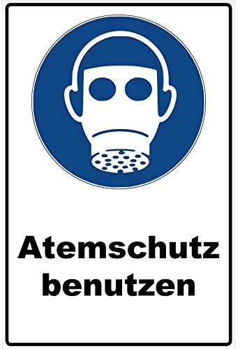 Schild Atemschutz benutzen Schild Gebotszeichen blau 30 x 20 x 0,3 cm Hartschaumplatte