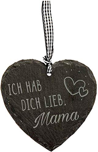 Spruchreif · Schieferherz Mama· kleines Schieferherz mit Gravur · Schiefertafel mit Kordel · Wanddeko · Mama Geschenk · Muttertagsgeschenk · Wandschild