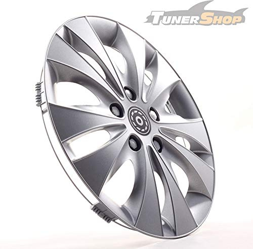 Tunershop 4 Radkappen Radzierblenden 16 Zoll Storm Silber 4-2432182 kompatibel mit Audi Daewoo Hyundai Lexus Nissan Seat Toyota