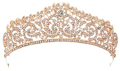 Lurrose Luxus Barock Tiara und Krone Vintage Strass Krone Braut Tiara Stirnband für Hochzeit Festival Party (golden)