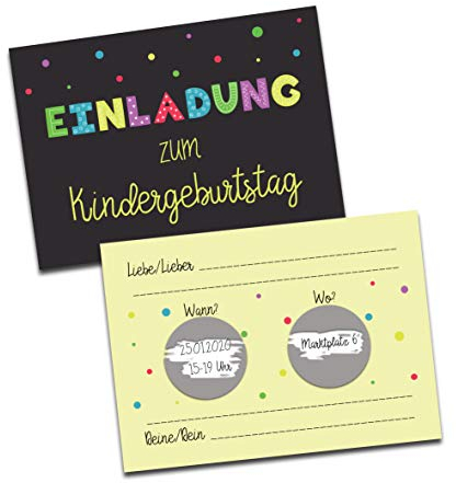 Nastami Einladungskarte Kindergeburtstag, 5 Stück, Rubbeln, A6 (14,8 cm x 10,5 cm), Kindgerecht