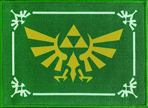 BERONAGE The Legend of Zelda Fußmatte Hyrule 50 x 70 Schmutzfangmatte mit Rutschfester PVC Unterlage Fußabtreter Triforce Links Awakening Breath of The Wild Fußabstreifer Außen und Innen pflegeleicht