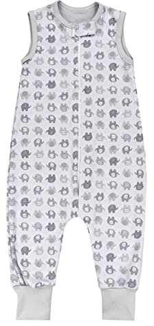 TupTam Sommerschlafsack Baby mit Füßen – Leichter Schlafsack Baby Sommer 0.5 TOG, OEKO-TEX, Farbe: Elefant Grau, Größe: 80-86