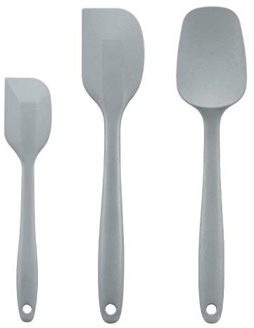 Cooptop Set di spatole in silicone, spatola in gomma, cucchiaio e spatole da forno resistenti al calore, in silicone antiaderente di grado professionale con anima in acciaio (grigio chiaro)