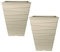 2 x 30 Litre 13Inch Large Plant Pots Outdoor Garden Tall Square Plastic Planters (Grey)
