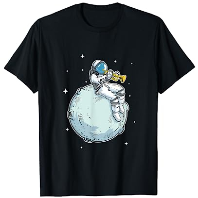 Astronaut Spielt Trompete Geschenk Musik Trompeten Liebhaber T-Shirt
