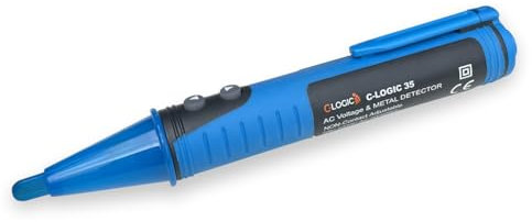 C-LOGIC 35 Detector de Voltaje y Metales 2 en 1, Comprobador de Tensión Sin Contacto (NCV) con Sensibilidad Ajustable 20V-1000V, LED Dual y Alerta Sonora, Detección de Metales hasta 20mm