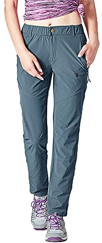 donhobo Damen Outdoorhose Winddicht Wasserabweisend Wanderhose Sommer Schnell Trockend Camping Funktionshose Trekkinghose (Grau blau,M)
