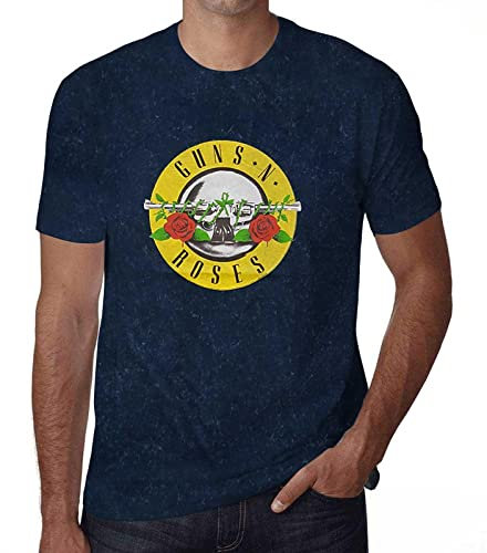Guns N Roses T Shirt Classic Band Logo Nue offiziell Herren Navy Blau Snow Wash