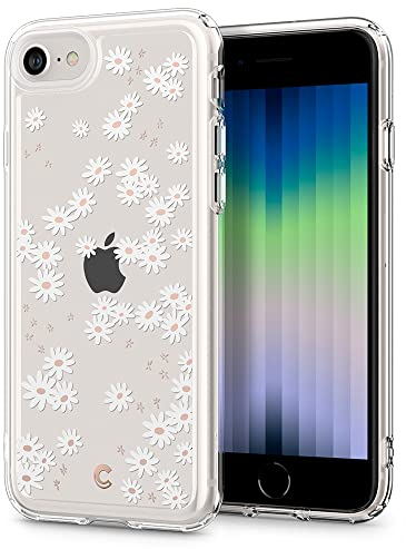 CYRILL Cecile [Slim TPU][Anti Scratch] Flower Case designed for iPhone SE 3 iPhone SE 2022 5G / iPhone SE 2020 / iPhone 8 and iPhone 7 Flowers, Floral Girl Woman Protective Case - White Daisy