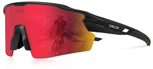 JARVID Polarized Cycling Glasses with 4 Interchangeable Lenses Sports Sunglasses for Women Men Running Baseball Fishing Driving JVD02