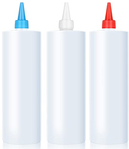 Quetschflasche aus Kunststoff Squeeze Flasche Squeeze Condiment Flaschen 3 Stück 500ml Plastik Quetschflaschen mit Kappen Auslaufsicher Liquid-Flaschen Aufbewahrungsbehälter für Soße Olivenöl