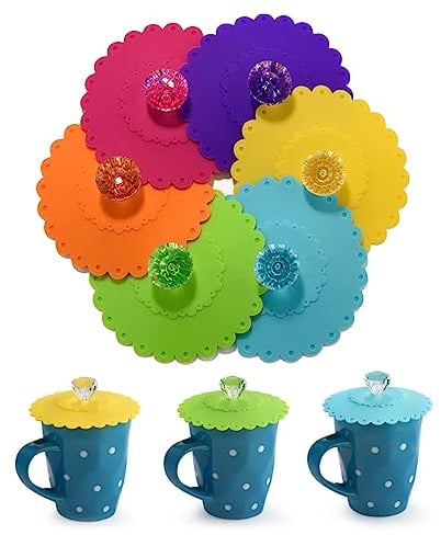 6 Stücke Deckel Für Trinkgläser - Glasabdeckung Trinkglasng Lebensmittelqualität Silikon Trinkglas Deckel Abdeckung, Glas Deckel Anti Staub Für Kaffee Bierkrug Trinkgläser