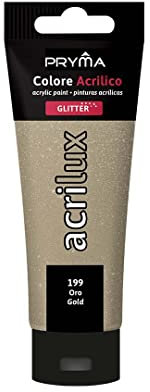 Pryma Colore Acrilico Glitter Oro 199 – Tubo da 60 ml, Brillante e Luminoso