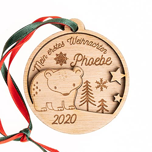 Mein erstes Weihnachten Anhänger personalisiert | Weihnachtskugel Eisbär | Weihnachtsanhänger | Weihnachtsdeko | Christbaumschmuck