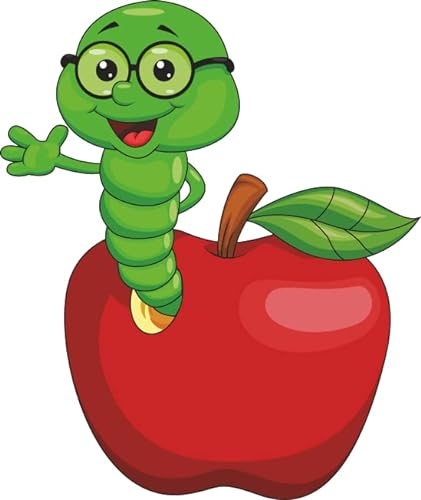 U24 Aufkleber Wurm mit Brille im Apfel 27 x 33 cm Autoaufkleber Sticker Konturschnitt