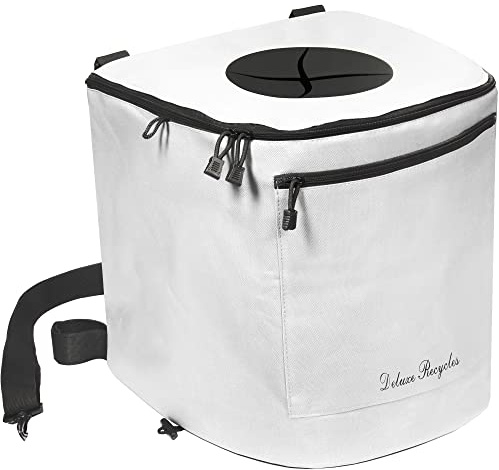Deluxe Recycles Portable Trash Can for Boating and Camping - Durable and Collapsible with Inner Bin - Kayak, Fishing, Beach, Hiking and Camping Essentials, Boat Accessories 8 Gallon Trash Can (White)