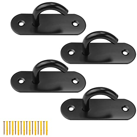CHSEROK Deckenhaken für Hohe Beanspruchung, 4 Stücke Hooks Edelstahl, Geschweißte Basis, Edelstahlhaken zum Aufhängen von Deckenventilatoren, Projektionswänden oder Küchen-Badezimmern(Schwarz)