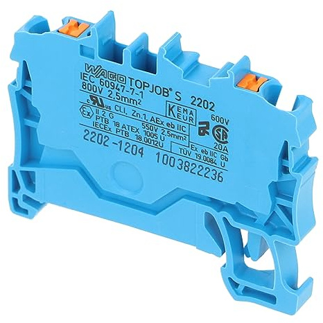 2202-1204 | WAGO 2-CONDUCTOR THROUGH TERMINAL BLOCK WITH PUSH-BUTTON 2.5 MM², BLUE