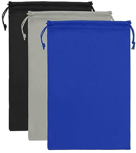 PATIKIL Ski Goggle Bag, 3 Pack Soft Microfiber Snow Goggles Protective Storage Case Sleeve Drawstring Pouch for Camera Lenses, Sunglasses, Eyeglasses, Black, Blue, Gray
