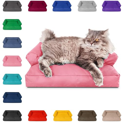 PATCH HOME Katzenbett – Oeko-TEX Zertifiziert – Katzenmöbel – mit recyceltem Styropor gefüllt – Katzensofa – Made in Germany – 50x40x15 cm – Altrosa