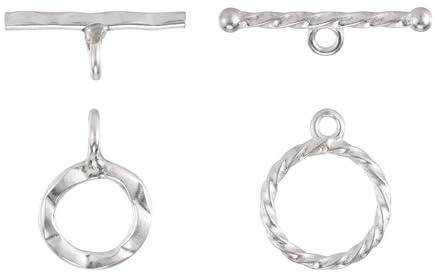Bestewelry 2 Set 925 Sterling Silver Toggle Clasps 2 Styles Silver Color Tbar Clasps Fastener Hook Connectors Findings for DIY Necklace Bracelet Jewelry Making 14.5mm Long