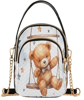 Swing Bear Damen-Umhängetasche, lässig, Kette, Geldbörse, Leder, Schultertaschen für Damen, mehrfarbig, Einheitsgröße