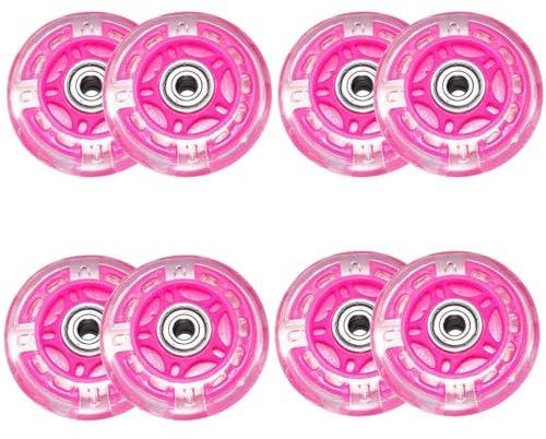 RIEONA Räder for Rollschuhe LED-Rollschuhräder Indoor-Inline-Skate-Ersatzräder Einrad-Skateboard-Rollschuh-Teile (Color : Pink, Size : 64cm)