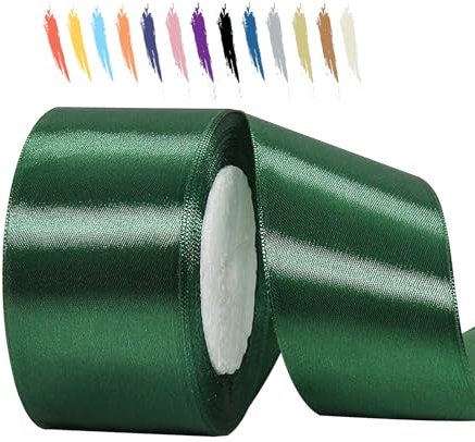 MORAINJAY 50mm Nastro di Raso,23M Verde Scuro Nastro Satin per Confezioni Regalo,Nastri Raso Decorativo per Bouquet da Sposa,Fiocchi per Capelli,Decorazione Torte,Compleanno,Natale,Battesimo