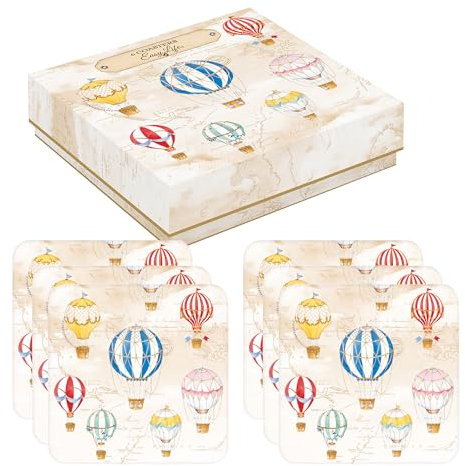 Easy Life Juego de 6 posavasos de vidrio, 10,5 x 10,5 cm, rígido, de corcho