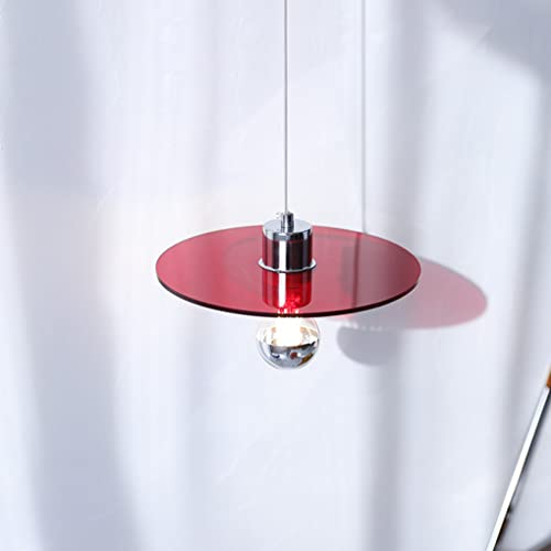 SSNCcNC LED Hängeleuchte Modern Minimalismus Pendelleuchte UFO Design Esstisch Schlafzimmer Nordic Pendellampe Acryl Kron leuchter Hängelampe Esszimmer Loft Küche E27,Rot,24CM