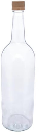 Glass Water Bottle, 1 Litre & Cap Juice Mineral Elderflower Cordial Sparkling (Gold Cap, Pack of 6)