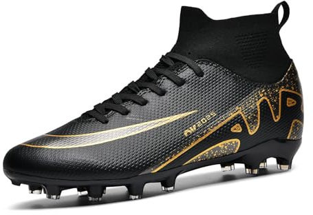Scarpe da Calcio da Uomo, Professionali da Calcio, Unisex, per attività all'Aria Aperta, per Erba Artificiale, Adatte per competizioni, Scarpe da Allenamento, Nero AG, 38 EU