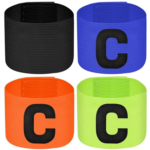 4 Stück Fußball Spielführer-armbinde, Verstellbare Größe Elastische Kapitänsbinde Armbinde, Fußball Captain Armband, Elastic Kapitäns Armbinde Junior Verstellbare Armband, Elastic Kapitäns Armbinde