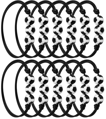 Chstarina 12 Pezzi Bracciale Calcio,Calcio Braccialetti Bambini,Regolabile Calcio Braccialetti Amicizia braccialetti intrecciati per Bambini Ragazza Calcio Football Festa Party Bomboniere Regalo