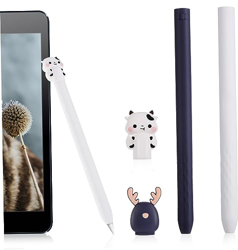 BELLIFFY 2stücke Silikon Stiftehalter Cartoon Tier Motiv Stylus Schutzhülle Kompatibel Mit Apple Pencil Generation Kratzfest Antirutsch Weich Flexibel Stylus Schutz Für Eingabestift Zubehör