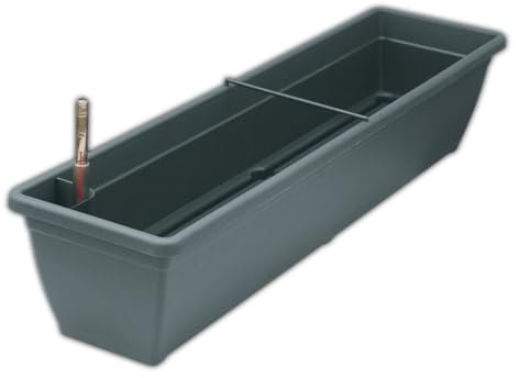 Erhard-Trading Blumenkasten Aqua Toscana mit Wasserspeicher und Wasserstandsanzeiger für Balkon oder Terrasse (Anthrazit, 80 cm breit)