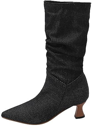Stivali Donna Stivali Donna Alti Fino al Ginocchio di Jeans Scarpe Impermeabili Donna Stivali Moto Donna 38 Stivaletti Donna Estivi Stivali Donna Tacco Medio Texani