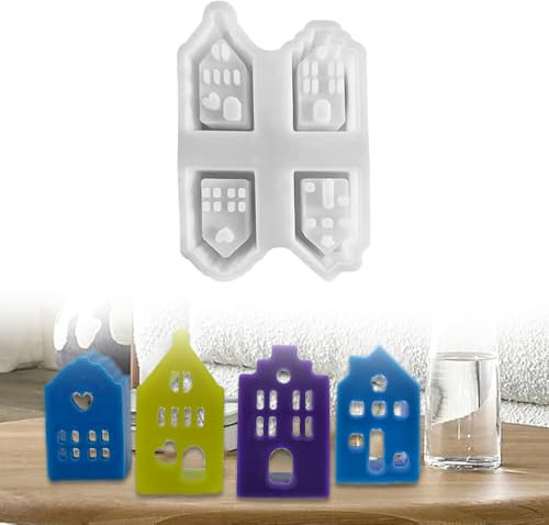 Stampi Silicone per Gesso Casette,Stampi in Silicone per Colata Case,Stampo per Orsetto Gelato in Silicone 3d,Stampo in Silicone per Casa,per La Casa per Candele Fai da Te (casa-4)