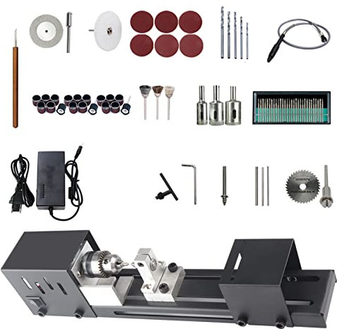 KKnoon Mini Tour Perles Polisseuse Machine À Bois Artisanat DIY Outil Rotatif Set Universel Ensemble 80W 4000-8000 / min Vitesse de rotation