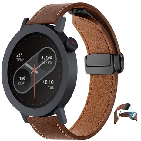 SeNool Correa Compatible con CMF by Nothing Watch Pro 2, Hombre Mujere Suave Ajustable Fuerte Magnético Magnética Pulseras Correa de Repuesto de PU Cuero para CMF by Nothing Watch Pro 2 - Marrón