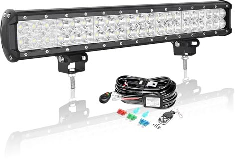 AUXTINGS Barre LED 50 cm 126W Con Câblage Stroboscope Rampe LED Étanche Bar a LED 12V 24V Projecteur LED Longue Portée Feux Phare de Travail LED pour Véhicules 4x4 Voiture Camion Tracteur Quad