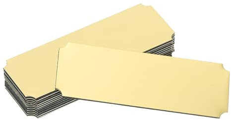 sourcing map 12 Pcs Blank Name Plates, 2.8 x 1 Engraved Metal Name Plate Laser Strong Adhesive Nameplate Anodized Aluminium Custom Blank Plates for Signs DIY Crafts, Gold Notched Corner
