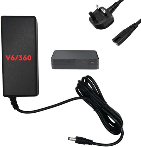 Virgin Media TV Box V6 & 360 Power Supply Adapter 12V 2A – NetBit Compatible Replacement Charger for Virgin Media V6 & 360 TV Boxes (UK 3-Pin Plug) - Stable 12V Power Supply for Set Top Box