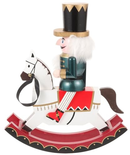 LABRIMP Traditional 30cm Wooden Nutcracker Soldier Decoration with Horse Figurine, Blue Christmas Nutcracker Figure for Home and Xmas Tabletop Display