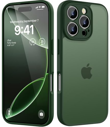 KPPIT for iPhone 16 Pro case,Green | [Shockproof Military Grade Drop Protection] [Frosted Translucent]