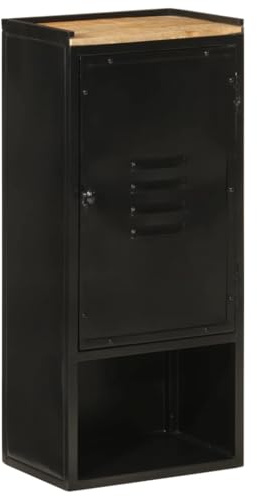 WRJENFSC Armoire de Toilette 40x27x90 cm en Bois de manguier et Fer, Meuble Salle de Bain Haut avec Rangement intégré, Style Industriel pour Petit Espace sous lavabo ou Vasque