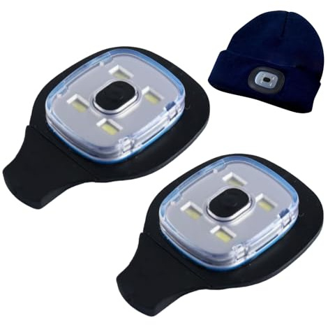 Wiederaufladbare Stirnlampe USB für LED Mütze - 3 austauschbare Helligkeitsmodi, wasserdichte Ersatz-LED-Leuchten für Kappen, Freisprechbeleuchtung, Stirnlampe für Damen und Herren, 2