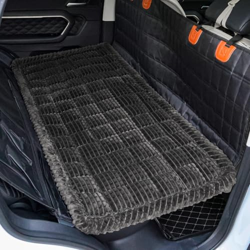 AEEISHOMEREFORM Hundematte Auto Rückbank 63×137 cm – Maschinenwaschbar, rutschfeste Hundedecke fürs Auto, Dicke PP-Wattierung, Schonbezug/Hundeschutz für SUV & Kombi (Schwarz, 63x137 cm)