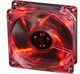 Akasa 80mm Crystal Red Case Fan with Speed Control Ball Bearing